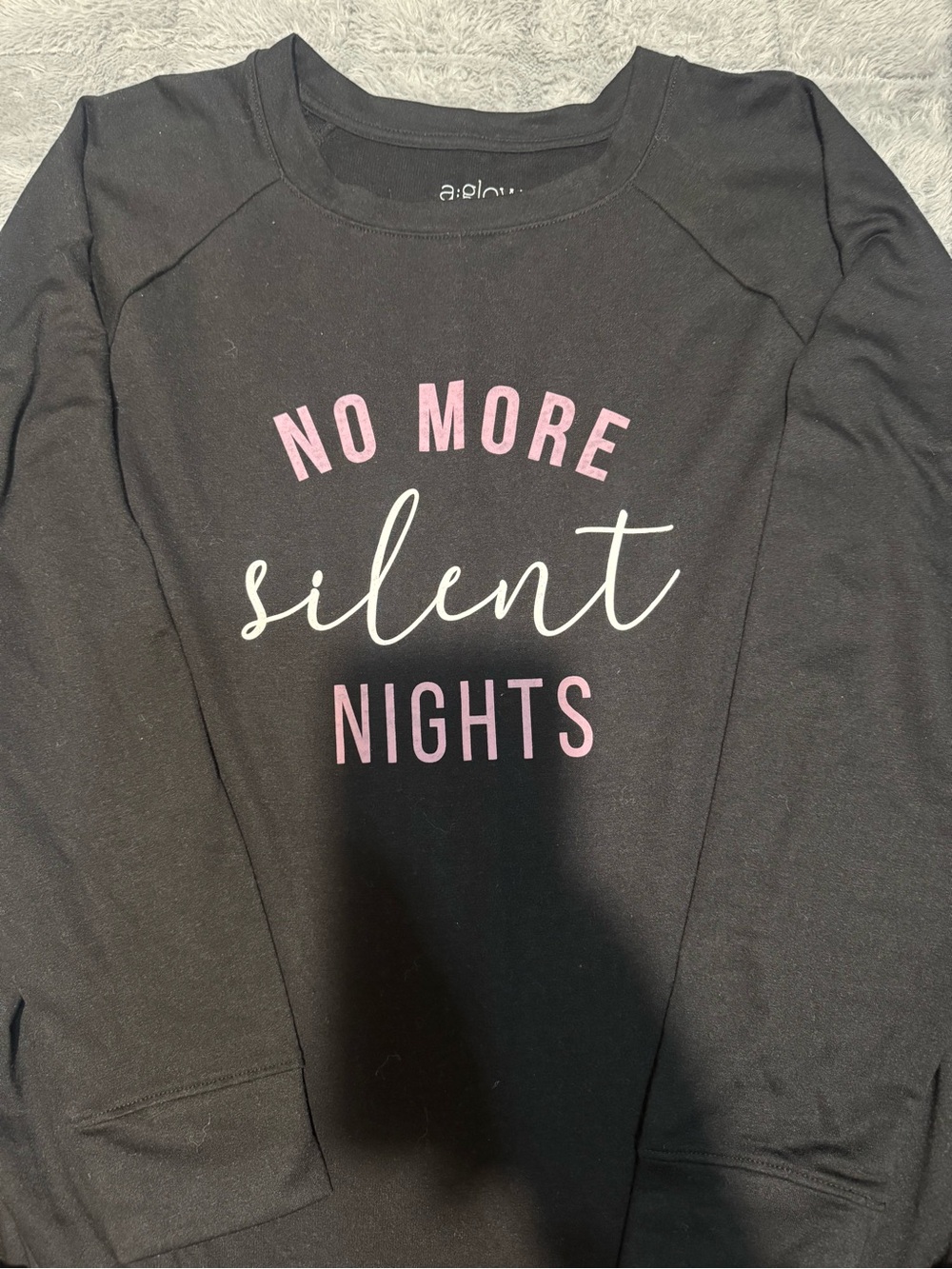 a:glow Black Maternity long sleeve top with White Logo